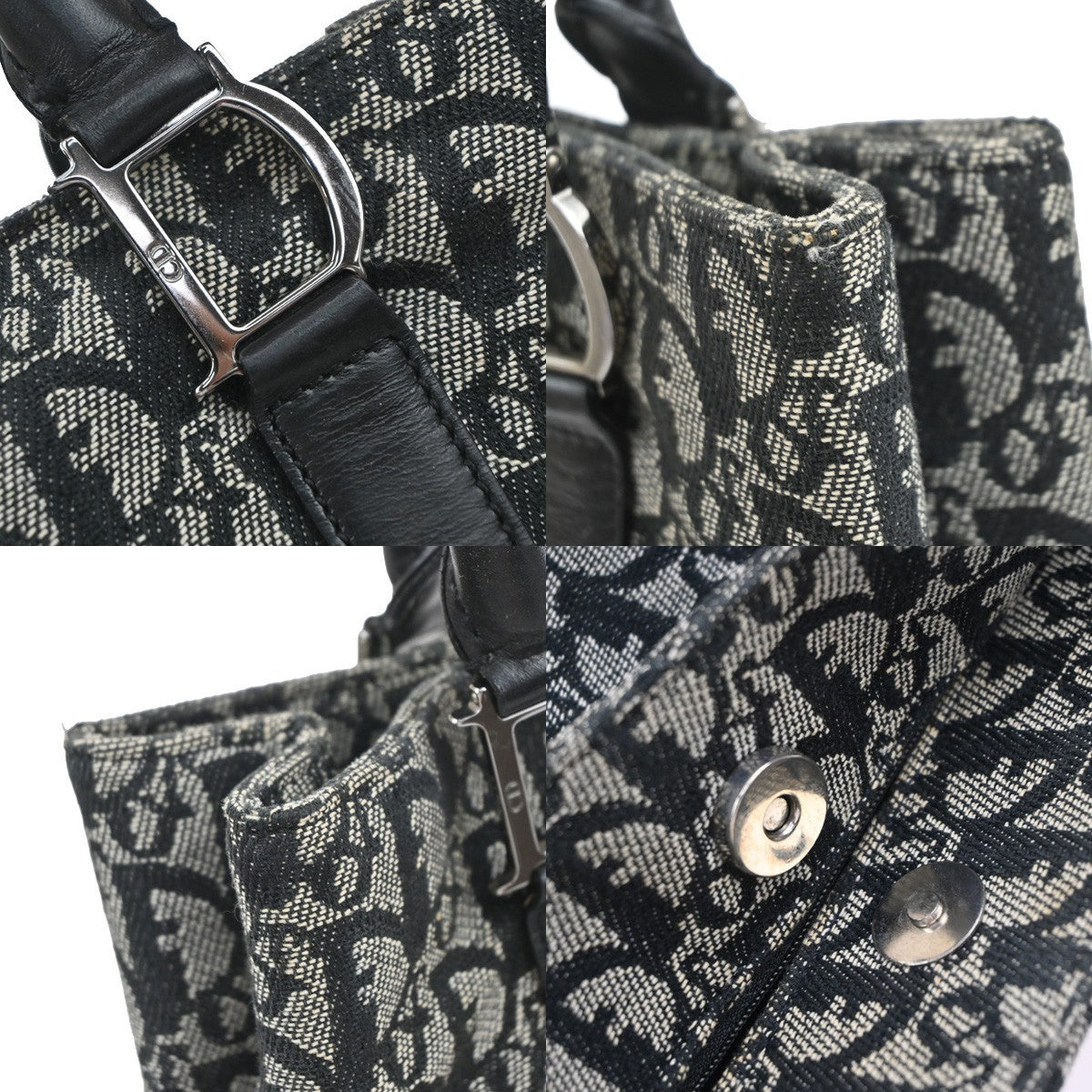 Christian Dior Vintage Open Diorissimo Canvas, Black, Canvas, Tote Bag