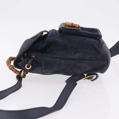 Gucci Vintage Bamboo Suede, Navy, Suede, Backpack