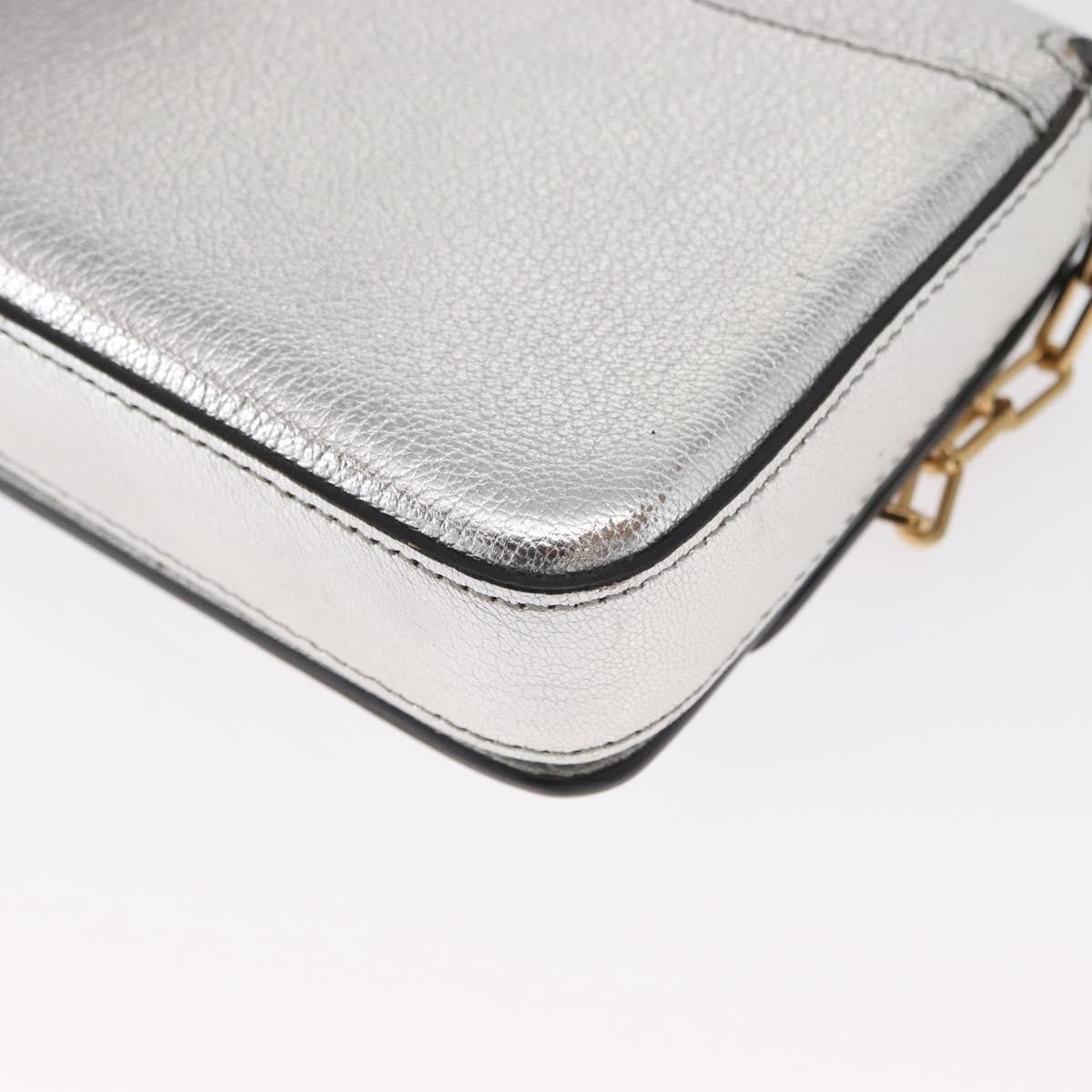 Burberry D-Ring Chain Leather, Silver, Leather, Shoulder Bag
