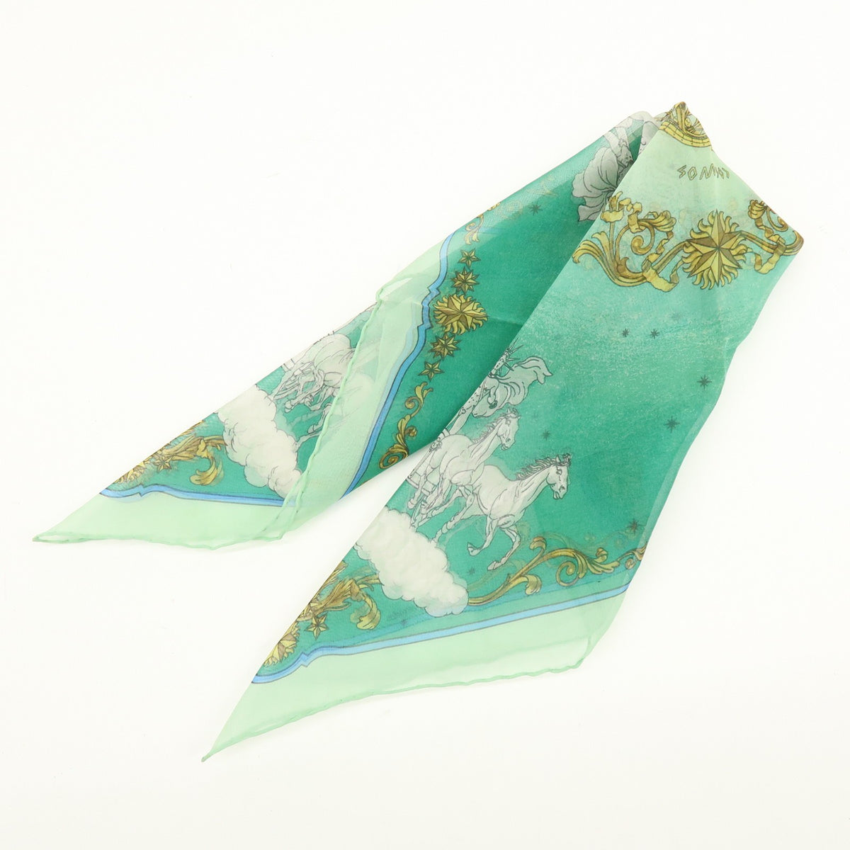 Hermes Carré 40 Silk, Green, Silk, Scarf