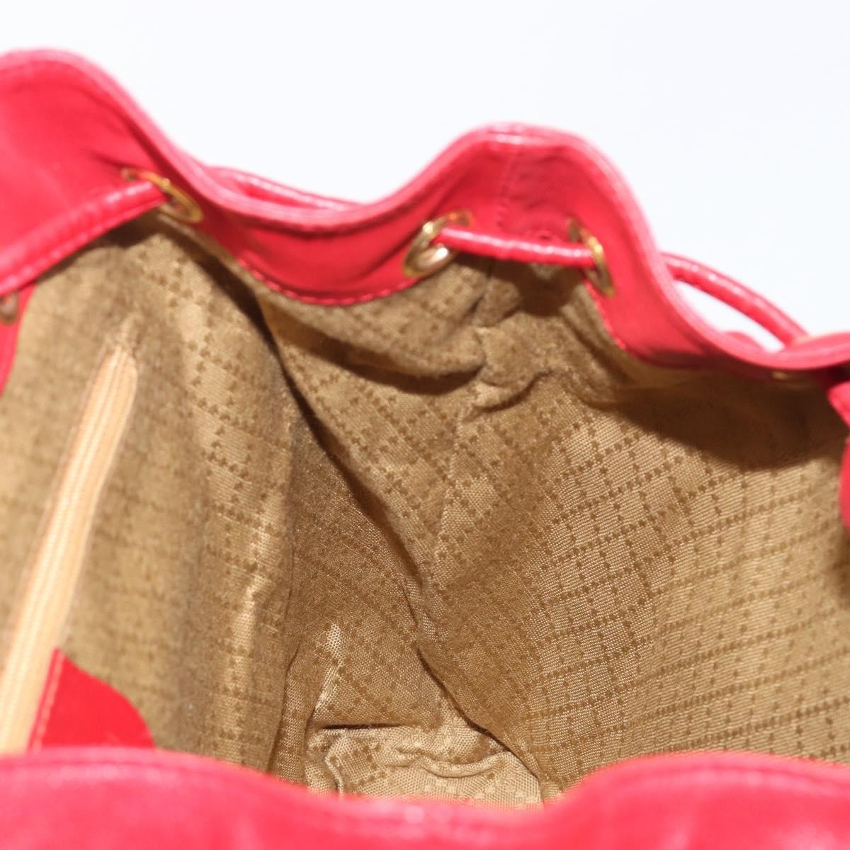 Gucci Vintage Bamboo Leather, Red, Leather, Backpack