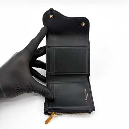 Christian Dior Saddle Lotus Leather, Black, Leather, Wallet