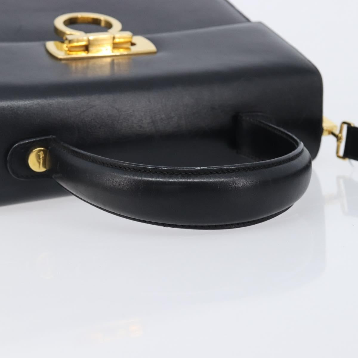 Salvatore Ferragamo Convertible Top Handle Leather, Black, Leather, Handbag