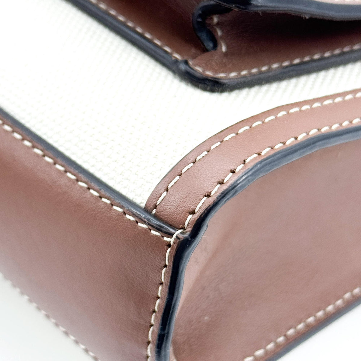 Burberry Logo Pocket Canvas with Leather, Brown, Canvas, Tote Bag