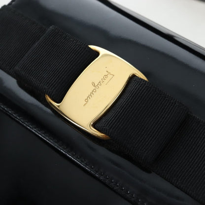 Salvatore Ferragamo Vala Patent Leather, Black, Patent Leather, Shoulder Bag