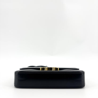 Celine Triomphe East-West Smooth Calfskin, Black, Leather, Shoulder Bag
