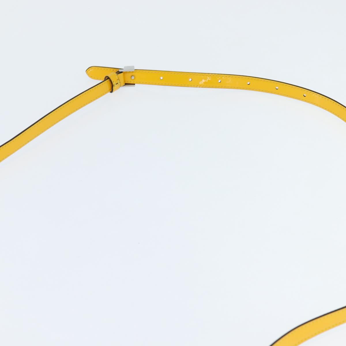 Fendi Curligraphy Shoulder Enamel Yellow Silver, YELLOW, PATENT_LEATHER, Shoulder bag