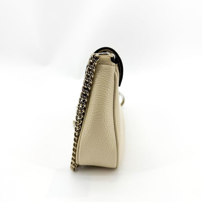 Gucci Soho Chain Leather, Beige, Leather, Crossbody Bag