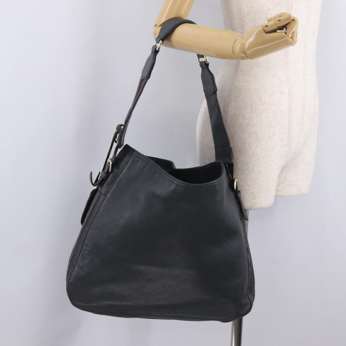 Gucci Heritage Web Hobo Leather, Gray, Leather, Shoulder Bag