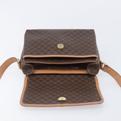 Celine Macadam Shoulder Canvas, Brown, Canvas, Crossbody Bag