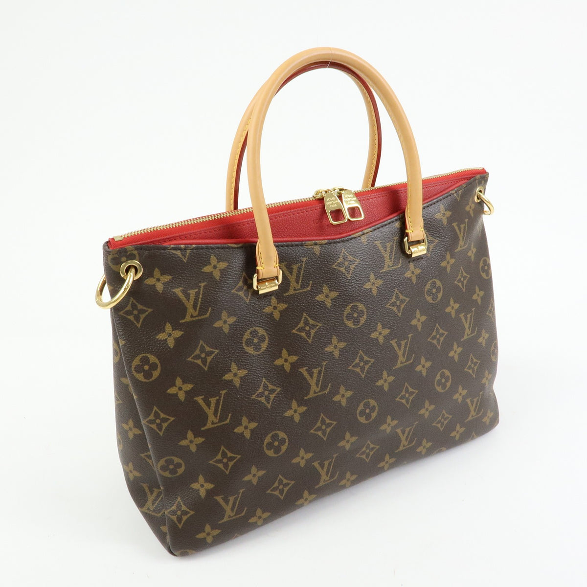Louis Vuitton Pallas Monogram Canvas with Leather, Brown, Canvas, Tote Bag