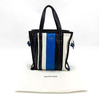 Balenciaga Bazar Striped Leather, Black, Leather, Tote Bag