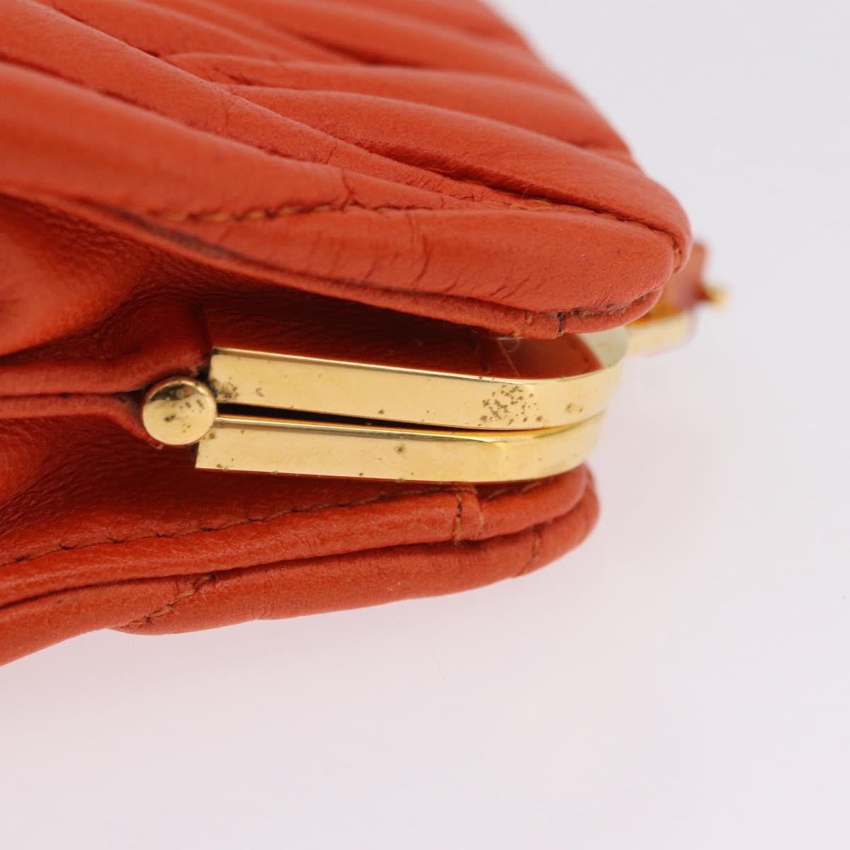 Miu Miu Sword wallet Charm Leather Matelasse, Orange, Leather, Crossbody Bag