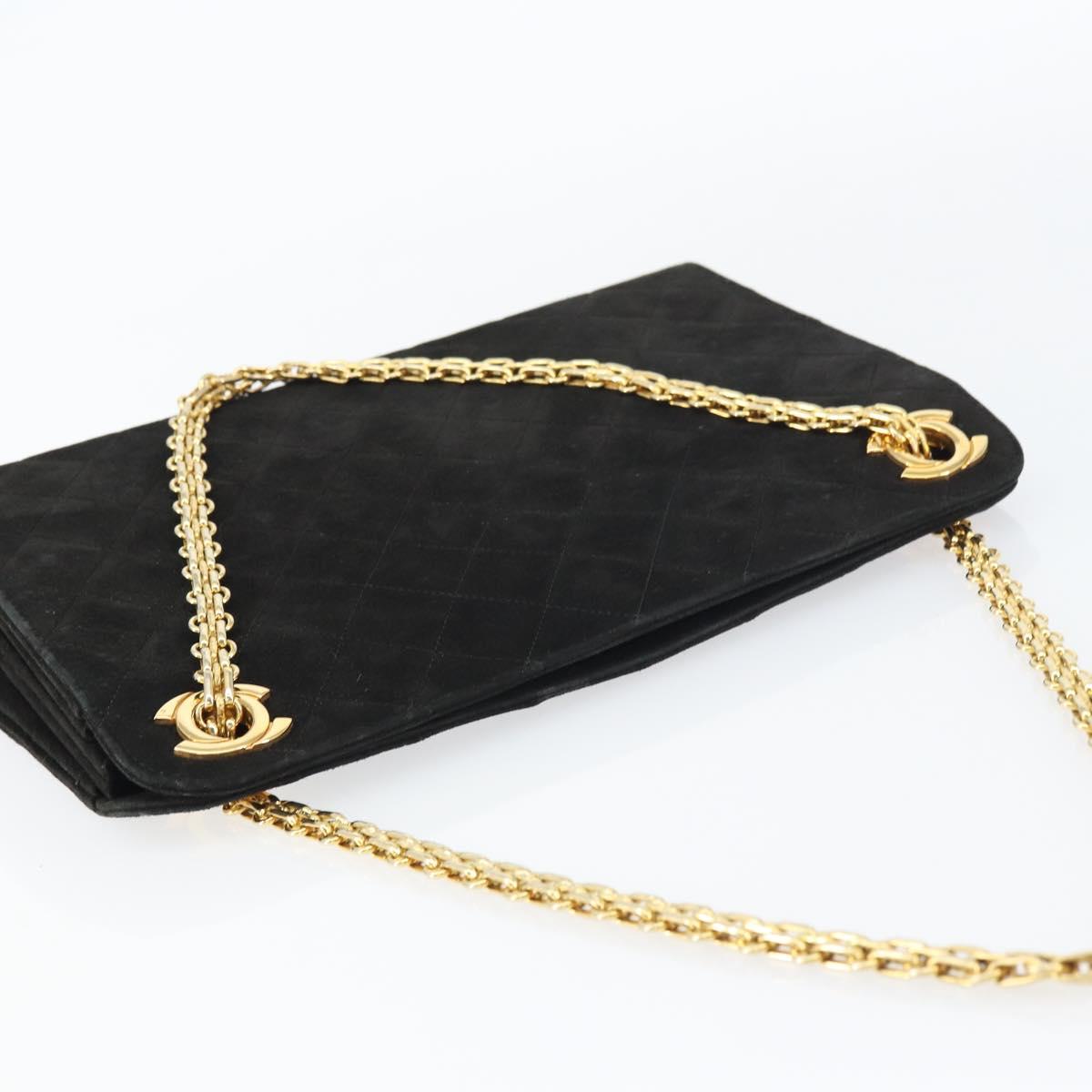 Chanel Matelasse Chain Shoulder Bag Suede, BLACK, SUEDE, Shoulder bag