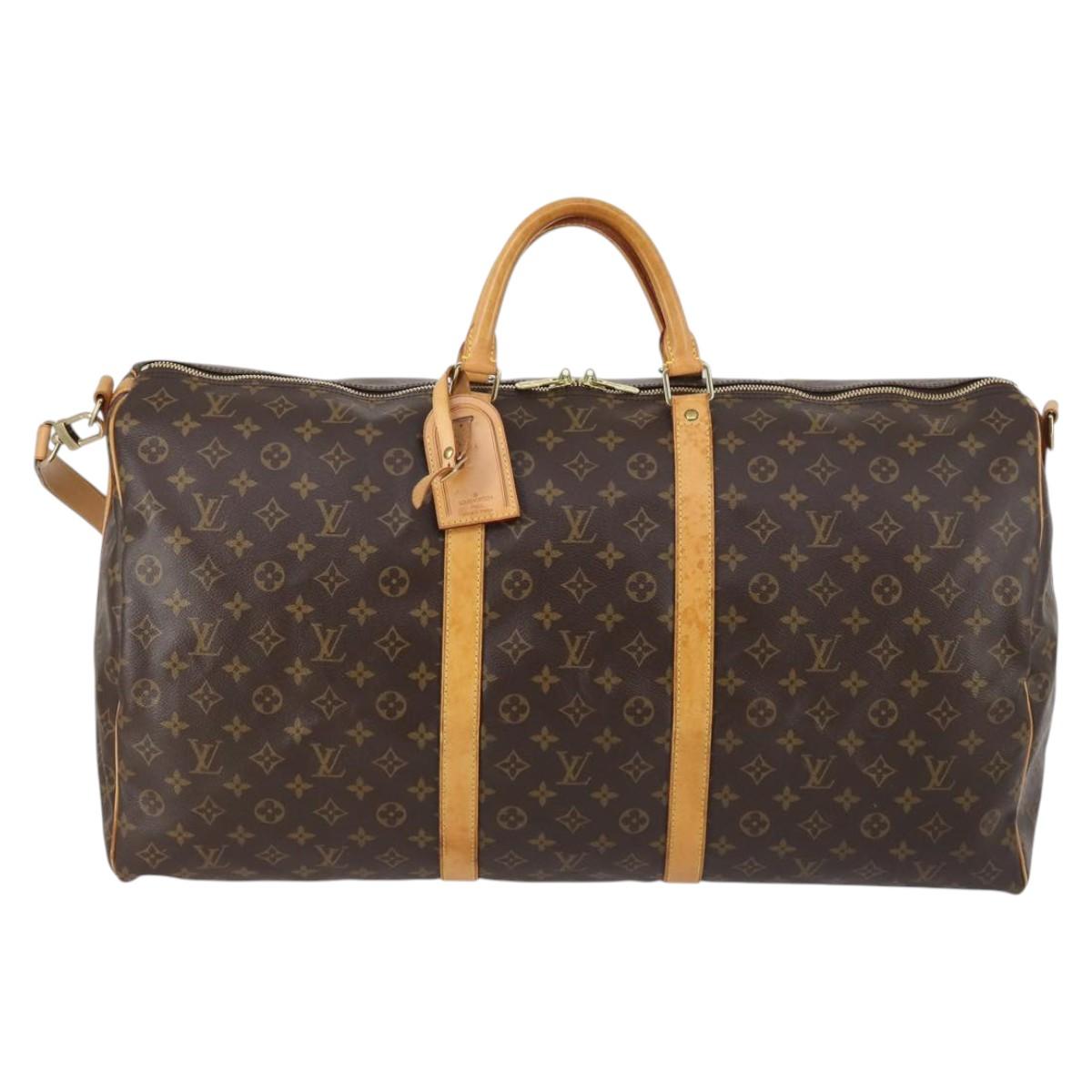 Louis Vuitton Keepall Bandouliere Bag Monogram Canvas, BROWN, CANVAS, Travel bag
