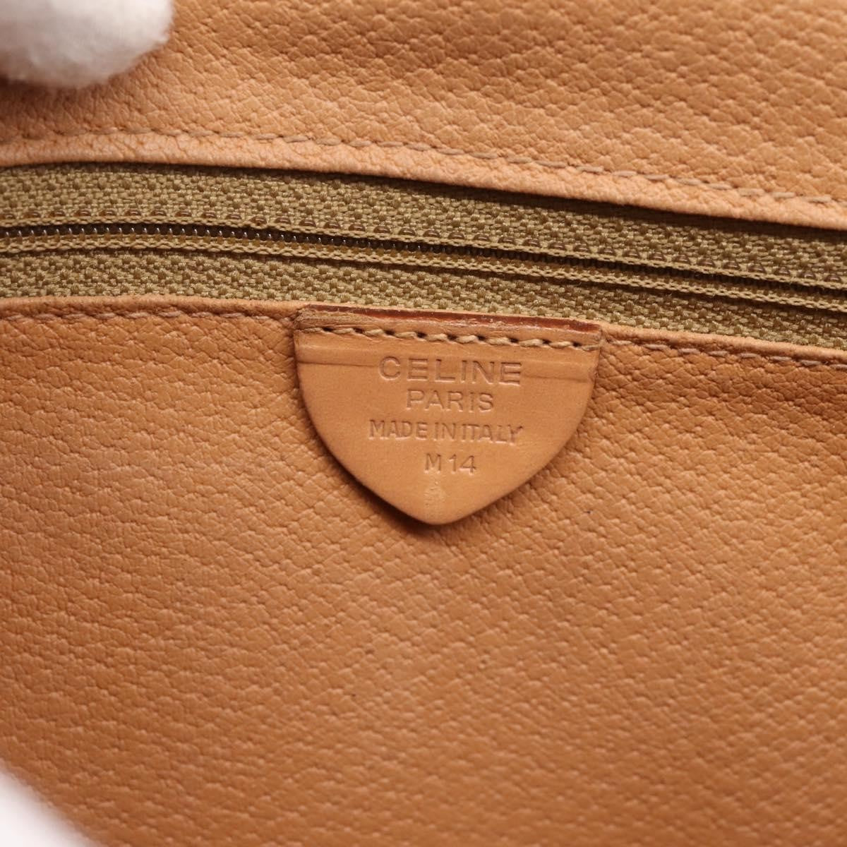 Celine Vintage Saddle Flap Macadam Coated Canvas, Brown, Canvas, Shoulder Bag