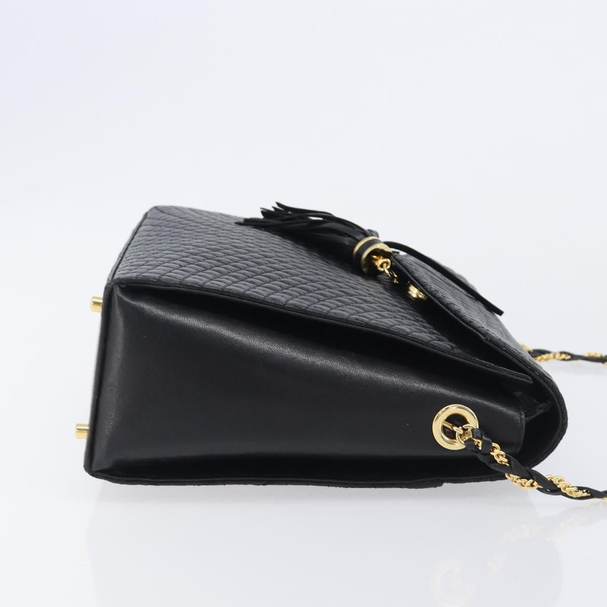 Bally Vintage Chain Quilted Leather, Black, Leather, Shoulder Bag