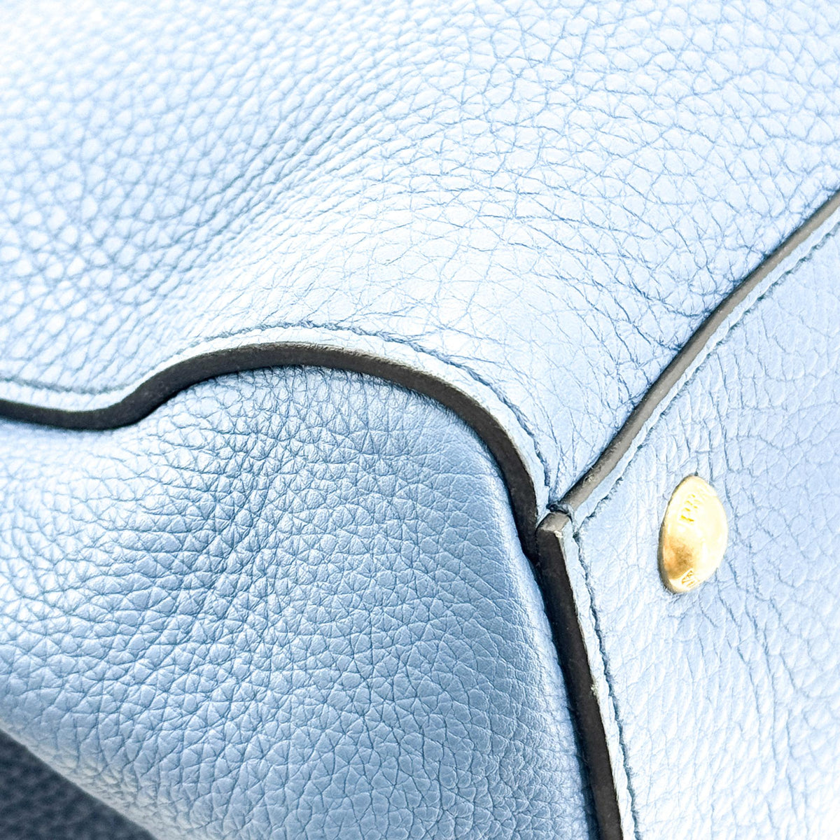 Prada Vitello Daino Leather, Blue, Leather, Shoulder Bag