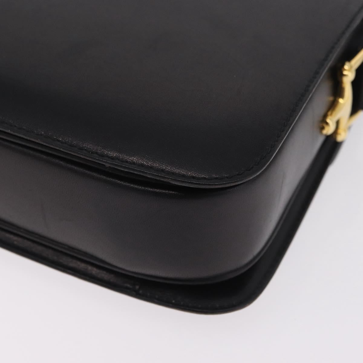 Celine Vintage Carriage Flap Leather, Black, Leather, Handbag