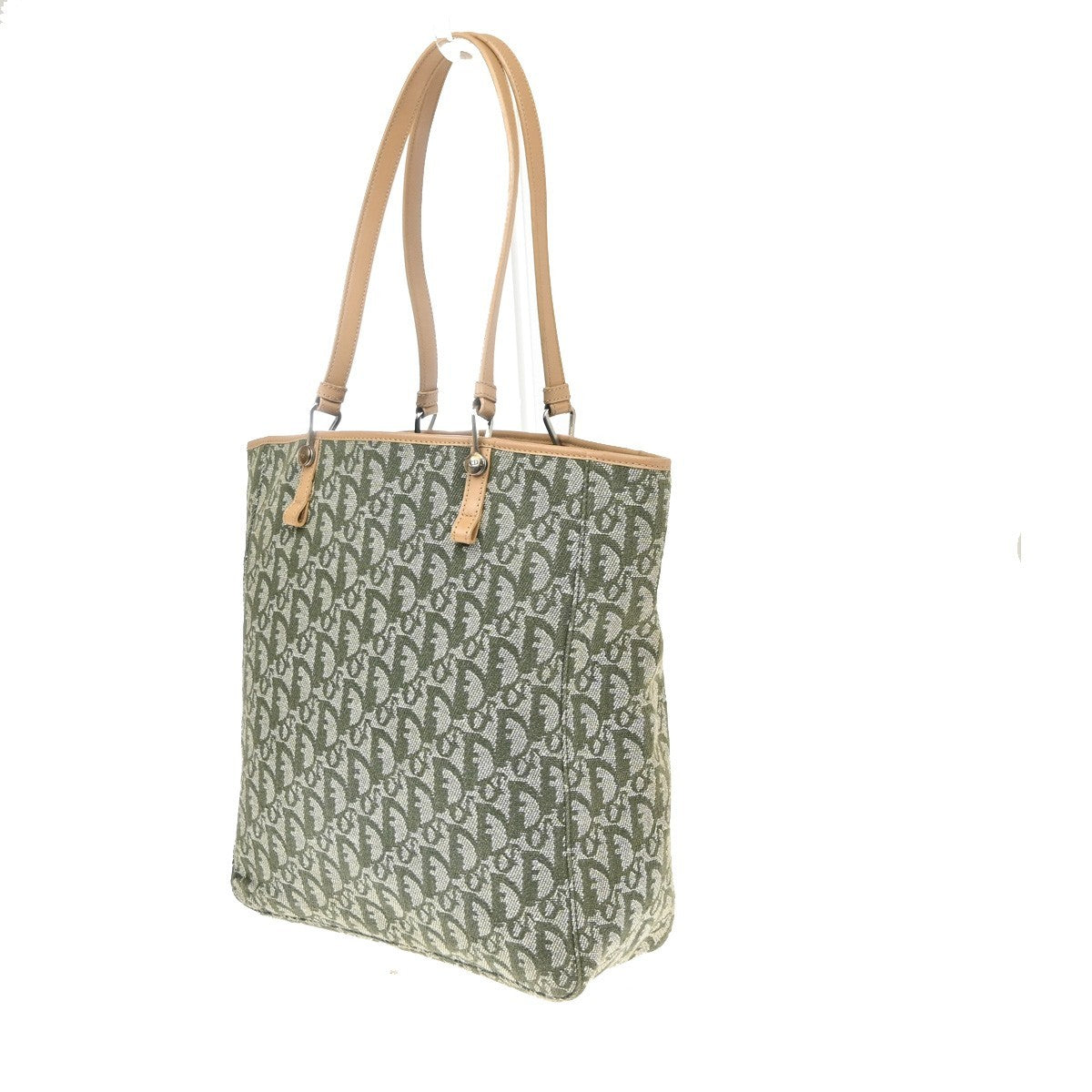 Christian Dior Vintage Open Pocket Diorissimo Canvas, Green, Canvas, Tote Bag