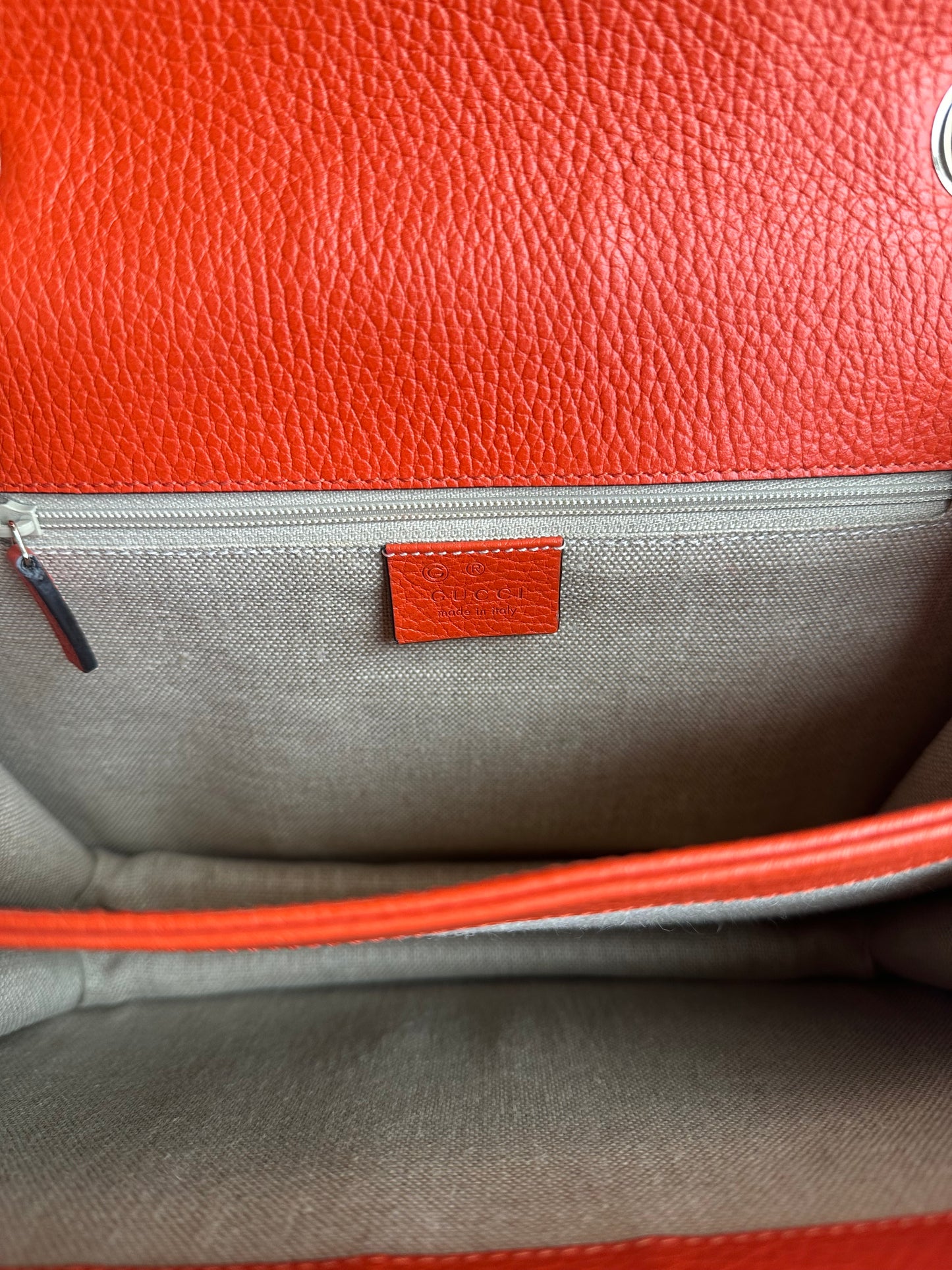 Gucci Interlocking Shoulder Bag Leather, Orange, Leather, Shoulder Bag