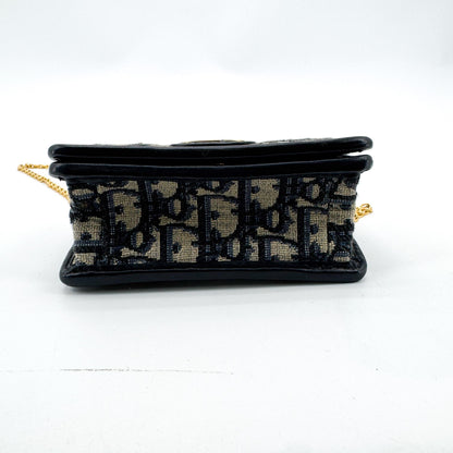 Christian Dior 30 Montaigne Nano Convertible Belt Oblique Canvas, Navy, Canvas, Clutch