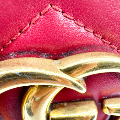 Gucci GG Marmont Flap Chevron Leather, Red, Leather, Shoulder Bag