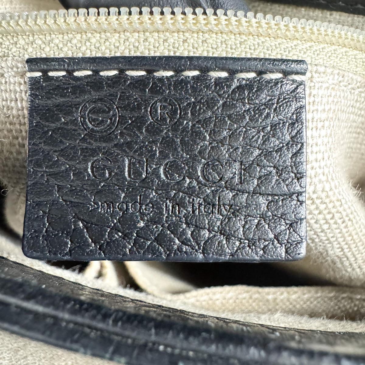 Gucci Interlocking Leather, Black, Leather, Shoulder Bag