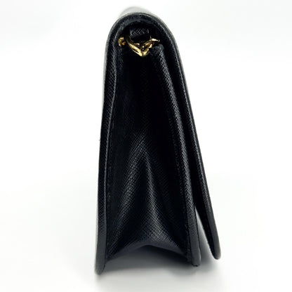 Prada Convertible Flap Clutch Saffiano Leather, Black, Leather, Clutch