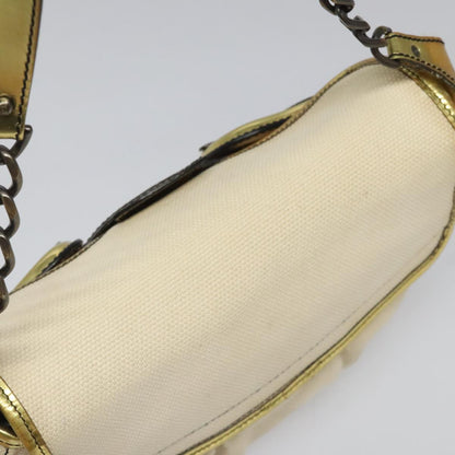 Fendi Chain Baguette Patent, Beige, Canvas, Shoulder Bag