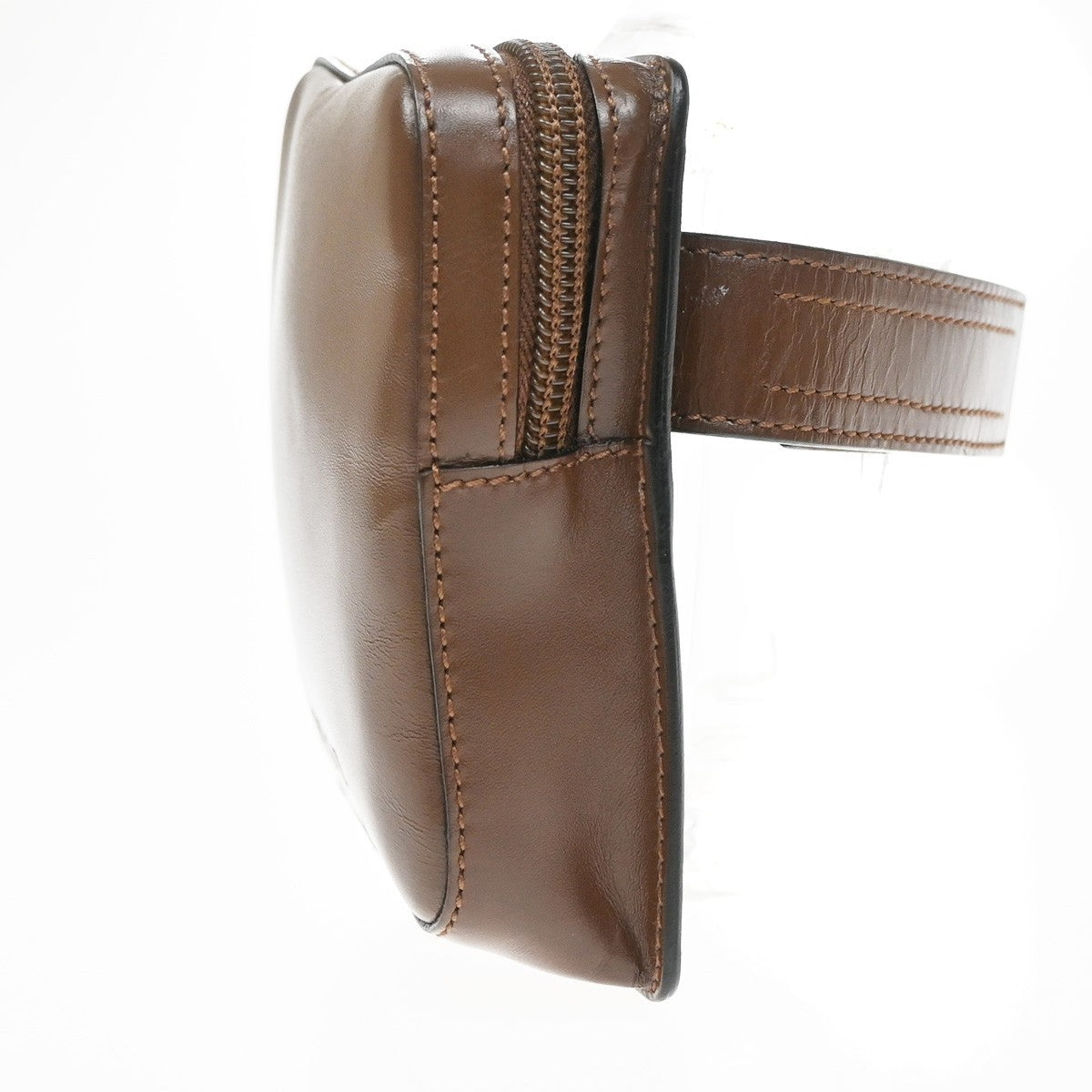Prada Logo Pouch Leather, Brown, Leather, Clutch