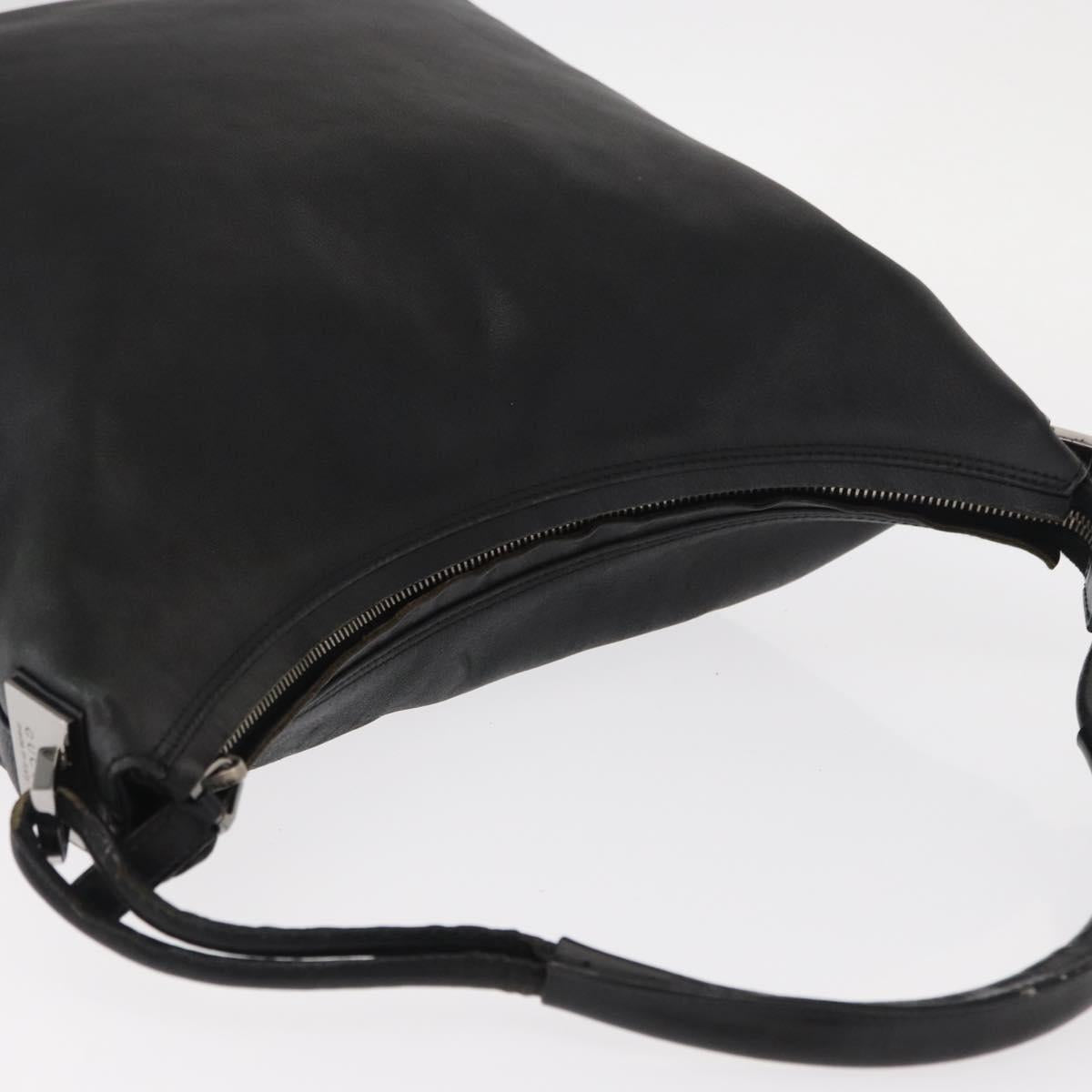Gucci Vintage Interlocking G Flap Shoulder Bag Leather, BLACK, LEATHER, Shoulder bag