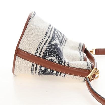 Celine Bucket 16 Raffia, Beige, Canvas, Handbag