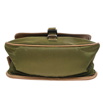 Prada Logo Buckle Messenger Nylon, Khaki, Nylon, Handbag