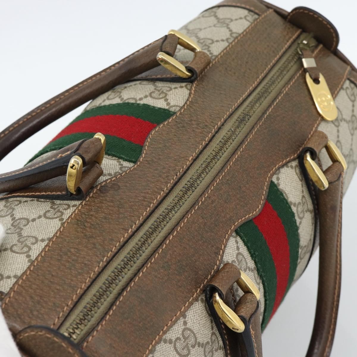 Gucci Vintage Web Boston GG Coated Canvas, Beige, Canvas, Handbag