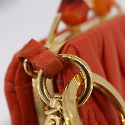 Miu Miu Sword wallet Charm Leather Matelasse, Orange, Leather, Crossbody Bag