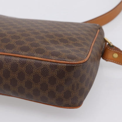 Celine Vintage Macadam Circle Logo Canvas and Leather, Brown, Canvas, Shoulder Bag