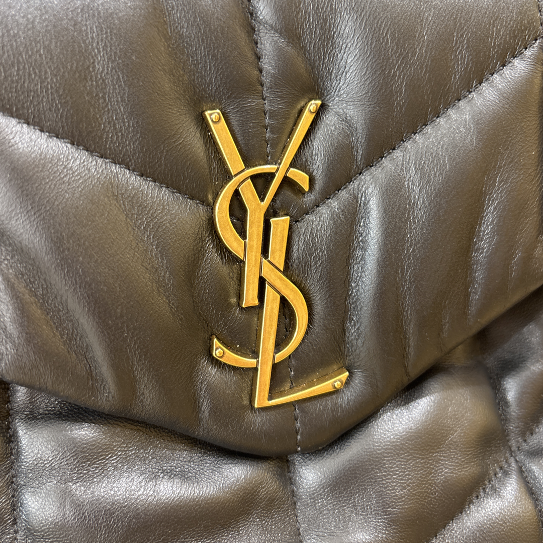 Saint Laurent Loulou Shoulder Matelasse Chevron Velvet, Black, Leather, Crossbody Bag