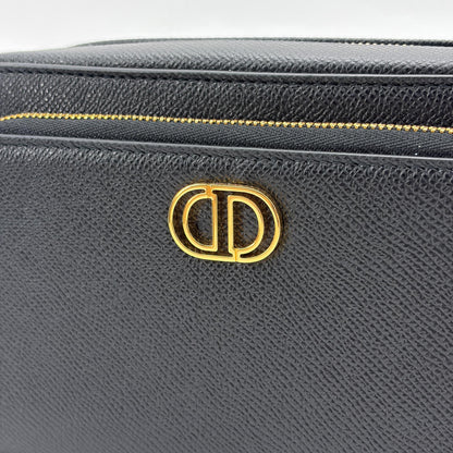 Christian Dior Caro Double Leather, Black, Leather, Crossbody Bag