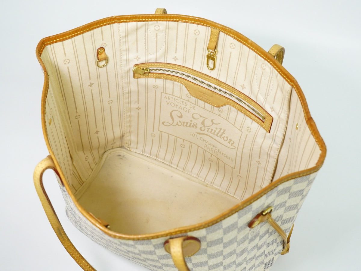 Louis Vuitton Neverfull Damier, White, Canvas, Tote Bag