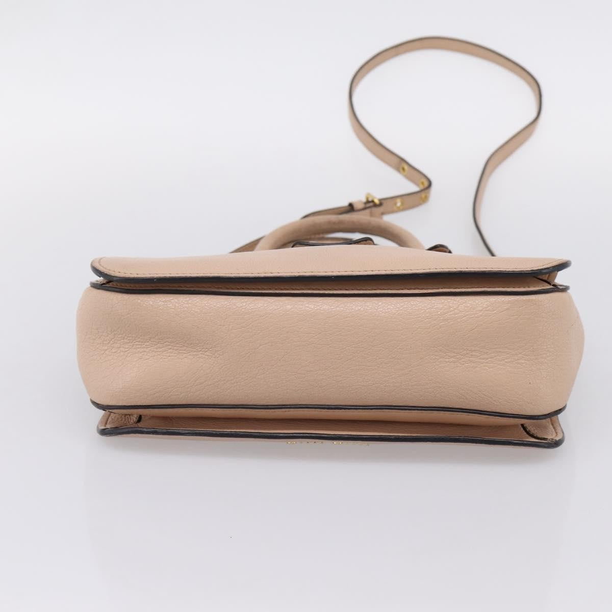 Miu Miu Madras Convertible Lock Leather, Beige, Leather, Tote Bag