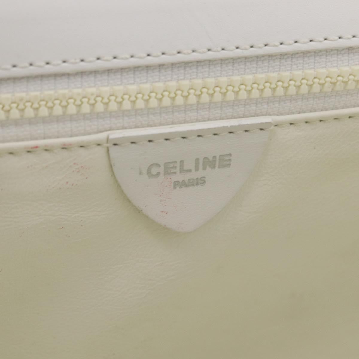 Celine Vintage Circle Logo Leather, White, Leather, Crossbody Bag