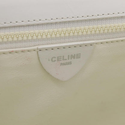 Celine Vintage Circle Logo Leather, White, Leather, Crossbody Bag
