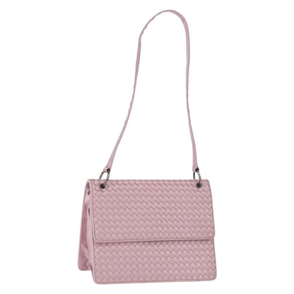 Bottega Veneta Flap Intrecciato Satin, Pink, Satin, Shoulder Bag