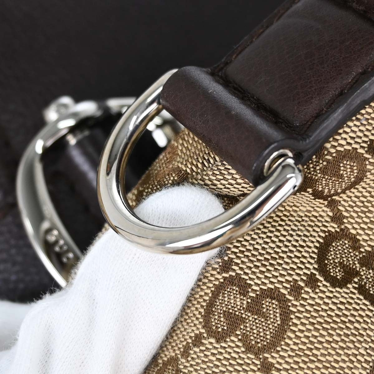 Gucci Techno Horsebit Flap Hobo Leather, Beige, Canvas, Shoulder Bag