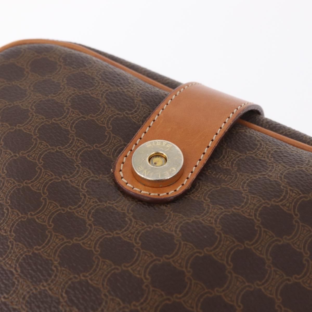 Celine Macadam Shoulder PVC Leather, Brown, Canvas, Crossbody Bag
