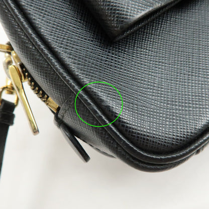 Prada Bow Camera Saffiano Leather, Black, Leather, Crossbody Bag