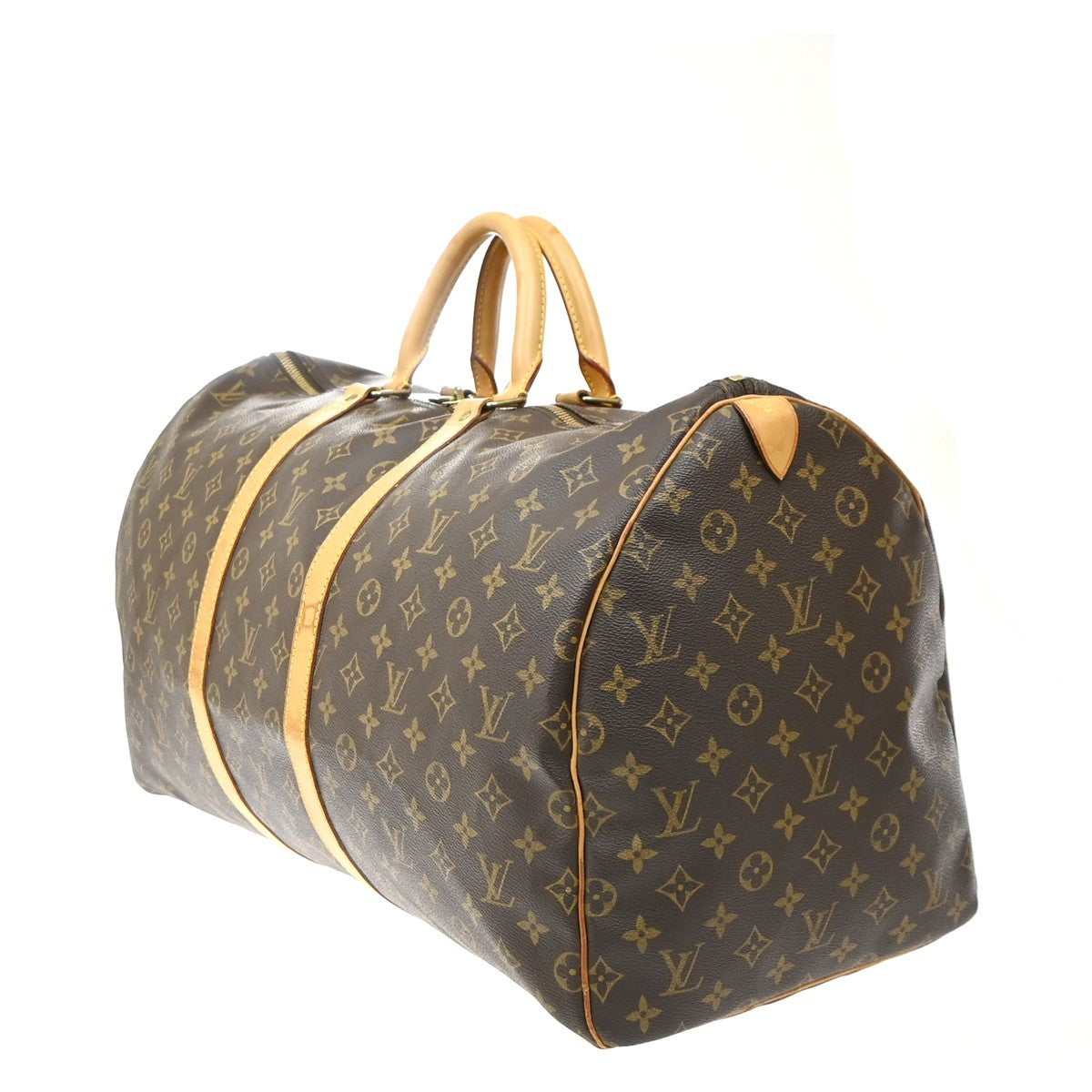 Louis Vuitton Keepall Monogram Canvas, Brown, Leather, Travel Bag