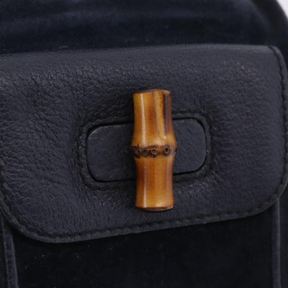 Gucci Vintage Bamboo Suede, Navy, Suede, Backpack
