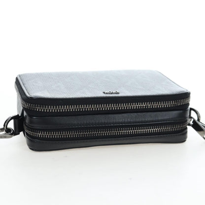 Christian Dior Double Zip CD Diamond Coated Canvas, Black, Canvas, Crossbody Bag